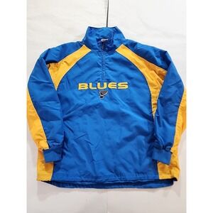 NHL St Louis Blues pullover softshell 1/4 Zip long sleeve Blue & Yellow Sz Large